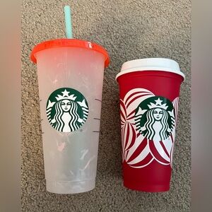 Starbucks Red and Frosted Cup Duo